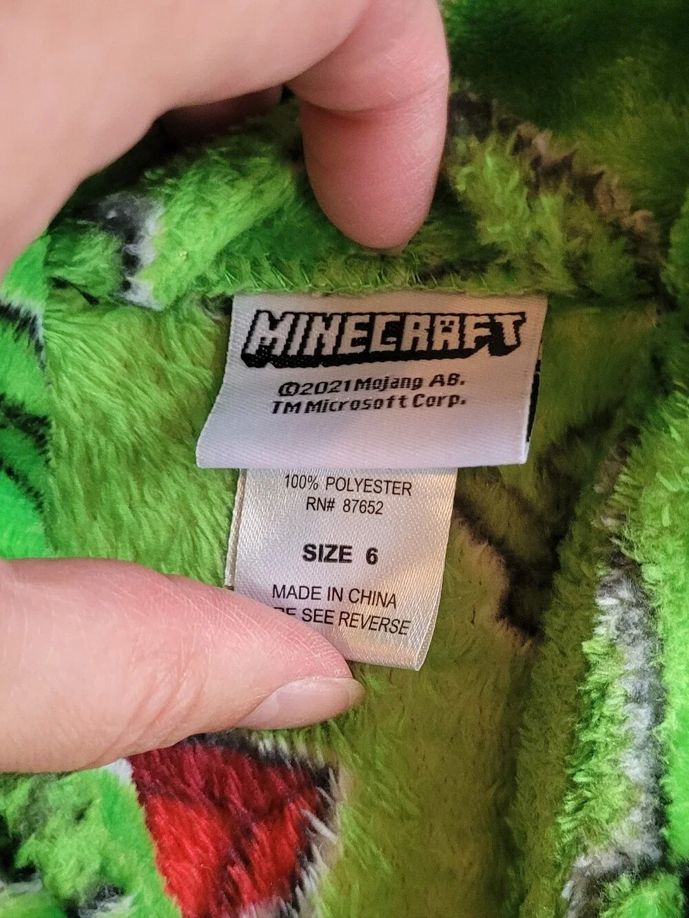 Minecraft Kids Size 6 Green Plush Fleece Bathrobe